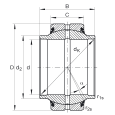 關節(jié)軸承 GE60-HO-2RS, 根據(jù) DIN ISO 12 240-1 標準, 需維護，兩側唇密封
