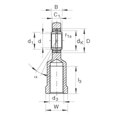 桿端軸承 GIR15-DO, 根據 DIN ISO 12 240-4 標準，帶右旋內螺紋，需維護