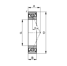 主軸軸承 HCS71904-E-T-P4S, 調節，成對或單元安裝，接觸角 α = 25°，兩側唇密封，非接觸，限制公差
